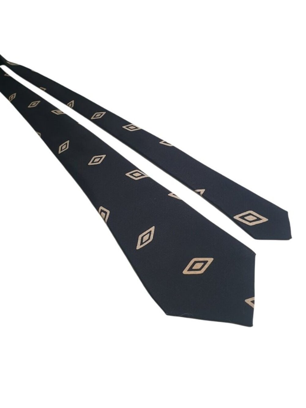 Bonwit Teller Mens Black Gold Geometric Silk Diamond Pattern Tie USA Vintage